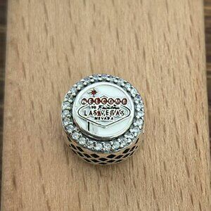 Pandora of Las Vegas Sign CZ Button Exclusive Charm, S925 Silver Bracelets